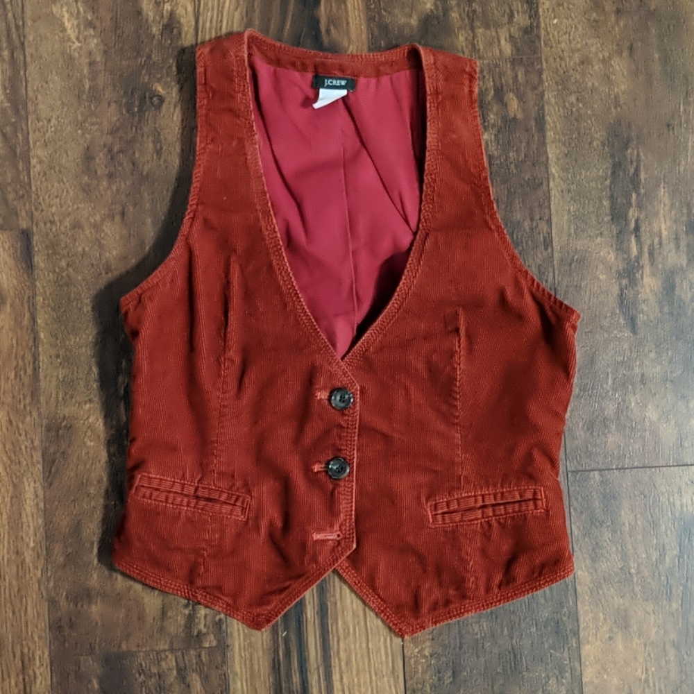JCrew Rust Courdoroy Vest S